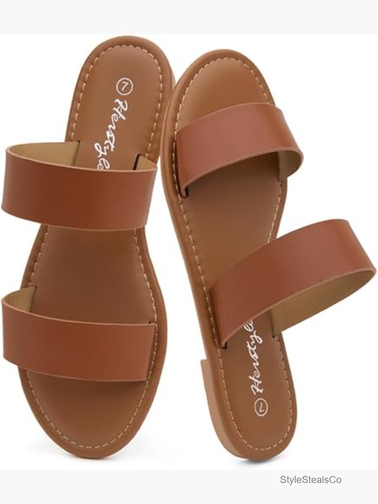 Double Strap Slide Sandals, Cushioned Footbed, Open Toe, Slip On, Summer